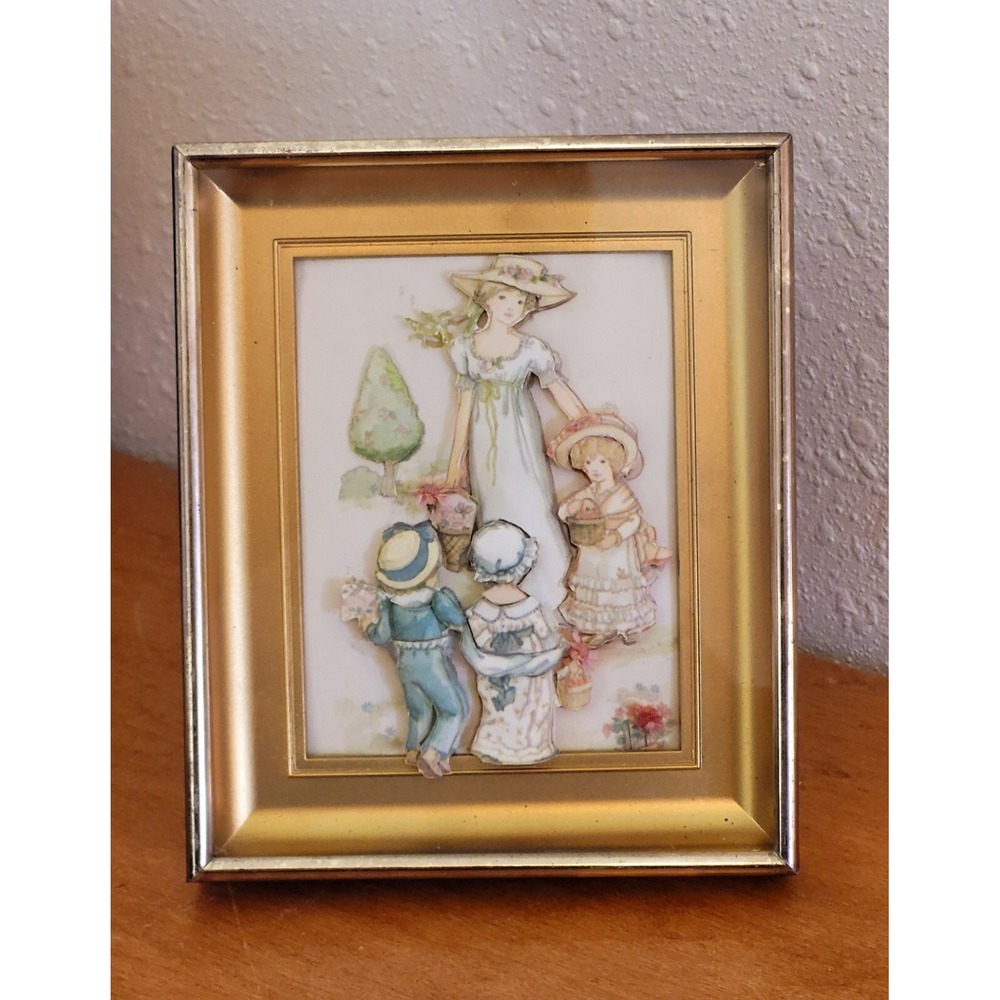Three Dimensional Decoupage 3D Shadow Box Framed‎ Victorian Picture Art Mother
